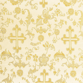 Fabric for Altars—Ivory & Gold Cross Brocade Material—40% Nylon, 34% Polyester, 26%—58"-Inche Wide—Sold by the Yard